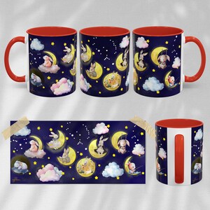 Bunny on the Moon Ceramic Mug: Enchanting Celestial Design