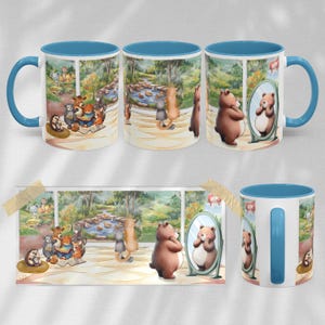 Many Faces of Love Ceramic Mug - Cute Animal Design | 11oz White Mug with Colored Interior and Handle | Lead & BPA-Free Coffee Mug