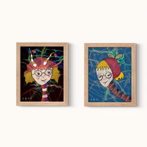 Serie Oruga (2 piezas) _Arte mural, Obra de arte, Impresión artística, Personajes animales, Insectos, Consultorio pediátrico, Jardín de infancia, Inspirado en la naturaleza