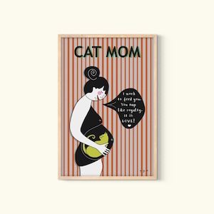 Descarga digital, arte mural de mamá gata, mamá gatita, Día de la Madre, madre amante de los gatos, mi querido gatito, obra de arte imprimible