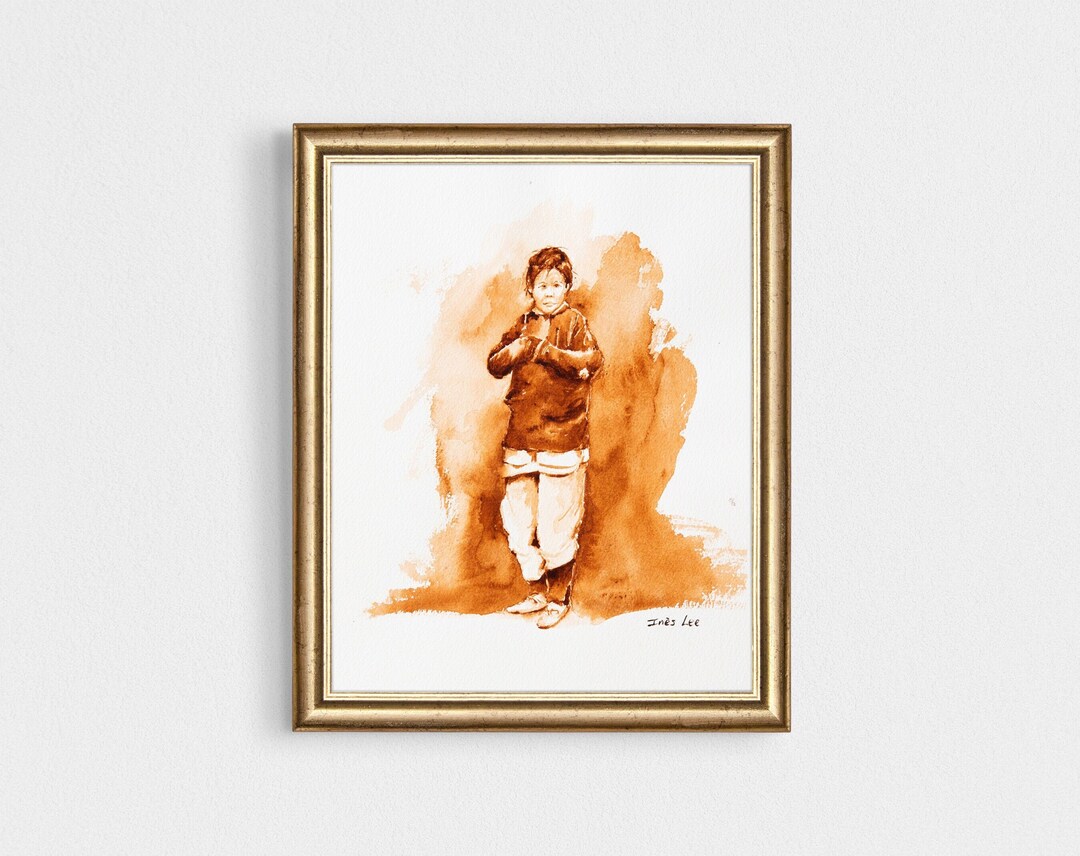 Contemporary Monochromatic Watercolor Rust/sepia Portrait Artwork by ...