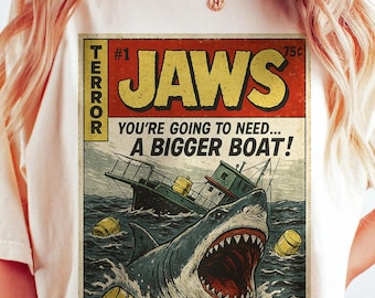 Jaws Shirt, Movie Gift Shirt, Retro Movie Fans Gift For Him Gift For Her, Jaws Vintage Graphic Tee