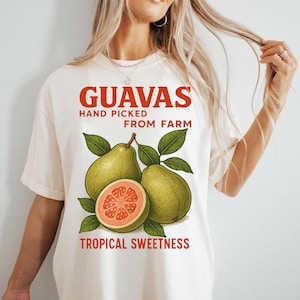 Guavas Retro Graphic Shirt Commercial, Vintages Guavas Label T-Shirt, Exotic Fruit Lover Tee, Cute Unisex Adult Graphic T Shirt, Cool Gift