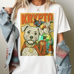 Krypto Superdog T Shirt, Superhero Unisex T-Shirt, Dog Lover Gift, Comic Book Fan Apparel, Geeky Graphic Tee
