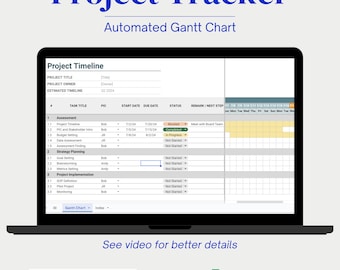 Diagramme de Gantt automatisé Suivi de projet Feuille Google Chronologie de projet simple