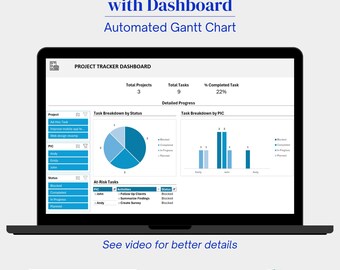 Modèle de suivi de projet Excel, diagramme de Gantt et tableau de bord