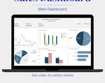 Tableau de bord des ventes, suivi financier, modèle de feuille Google