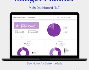 Planificateur budgétaire personnel : tableau de bord financier, suivi des dépenses (PDF)