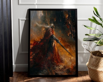 Elden Ring Wall Art Print, Dark Souls Painting, Medieval Wall Art, Geek Gift Idea, Soulslike Wall Art, Gaming Room Decor, Printable Download