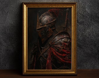 Elden Ring Wall Art Print, Dark Souls Oil Painting, Medieval Art, Geek Gift Idea, Soulslike Wall Art, Gaming Room Decor, Printable Download