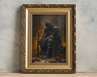 Dark Souls Art, Elden Ring Oil Painting Print, Medieval Wall Art, Geek Gift Idea, Nerd Wall Art Print, Gaming Room Decor, Printable Download