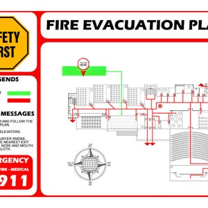 Evacuation Diagram, Fire Escape Plan, Downloadable ,24 h service time,Personalize Airbnb Landscape Orientation,airbnb evacuaiton plan