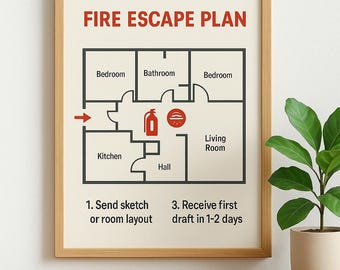 Personalized Fire Escape Plan for Airbnb & Homes | Custom Evacuation Map | Emergency Exit Floor Plan | PDF Printable Safety File