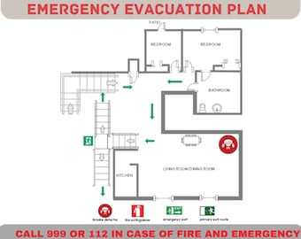 Evacuation Diagram Emergency Fire Escape Plan,emergency escape plan, earthquake, fire, flood, natural disaster