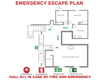 Customized Evacuation Diagram Emergency Fire Escape Plan Airbnb Signs Modern DesignAirBnB Emergency Fire Escape Plan,Evacuation Safety Plan