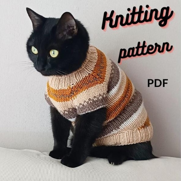 Modèle de tricot de chandail de chat, petites tailles de chien (modèle PDF)