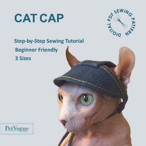 Cat Hat Sewing Pattern, Pet Clothes Pattern PDF, Sun Cap for Cats, Sphynx Hat Sewing Tutorial, Easy Cat Apparel Pattern, Dog Hat PDF