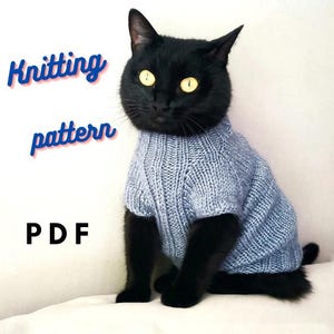 Cat sweater knitting pattern PDF Knitting guide sweater for pets Small dog sweater pattern