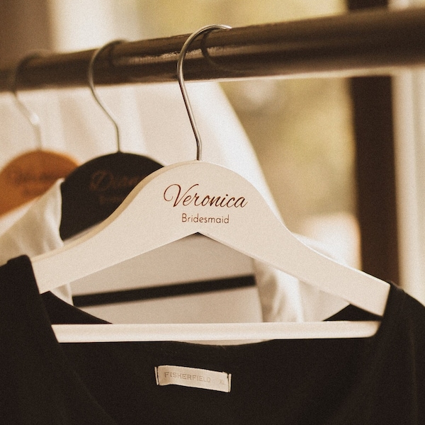 Personalized Bridesmaid Hangers | Wedding Hanger | Wooden Engraved Hanger | Bridal Dress Hanger | Wedding Name Hangers | Personalized Hanger