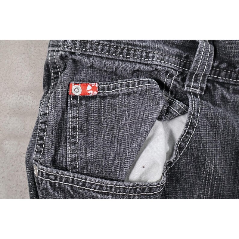 Southpole Red Tab Mens Jeans Black Wash Denim Loose Fit Leg Size 38 Y2K Grunge image 9