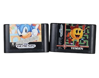 Sonic The Hedgehog & Ms. Pac-Man Sega Genesis Video Game Lot Cart Only Authentic