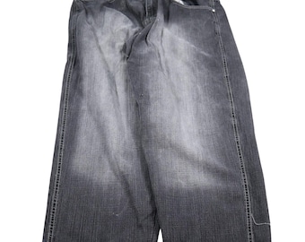 Southpole Red Tab Mens Jeans Black Wash Denim Loose Fit Leg Size 38 Y2K Grunge