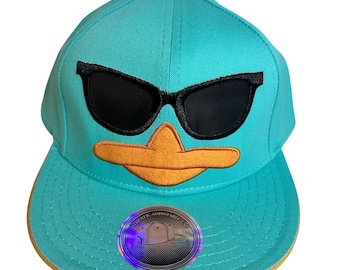 Perry The Platypus Phineas & Ferb Flat Bill Hat Disney Snapback Teal Orange Cap