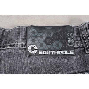 Southpole Red Tab Mens Jeans Black Wash Denim Loose Fit Leg Size 38 Y2K Grunge image 13