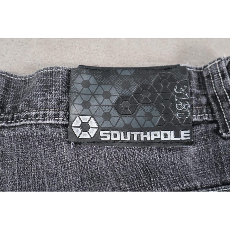Southpole Red Tab Mens Jeans Black Wash Denim Loose Fit Leg Size 38 Y2K Grunge image 13
