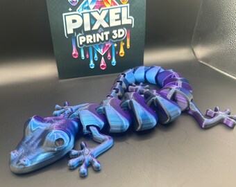 21" Chameleon Lizard Blue/Purple Flexi Lizard 3D Printed Articulating Articulated Figurine Toy Autism Sensory Friendly Figurine Fidget Large