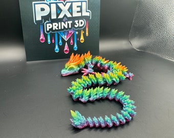 16.5" Rainbow Flexi Dragon - Translucent Flexi Printed Articulating Figurine Toy Autism Sensory Fidget