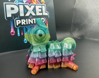 3.5" Viva Fiesta Flexi Factory Piñata 3D Vibrant Rainbow Translucent Flexi Printed Articulating Figurine Toy Autism Sensory Fidget Small