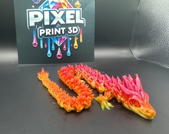 16.5" Rainbow Dragon - Translucent Flexi Printed Articulating Figurine Toy Autism Sensory Fidget Flexi Medium