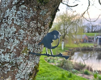 Robin on a Branch - Steel Bird Garden Decoration - Animal Decoration