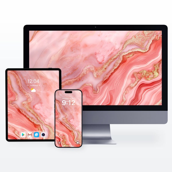 4K Ultra HD Wallpaper Backgrounds for Computer, Mobile Phone and Tablet | Light Pink Marble Aesthetic Background Wallpaper
