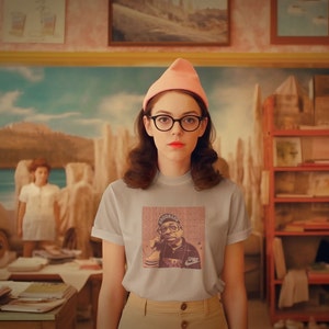 Young woman wearing a sand cotton T-shirt Spike Lee Inspired