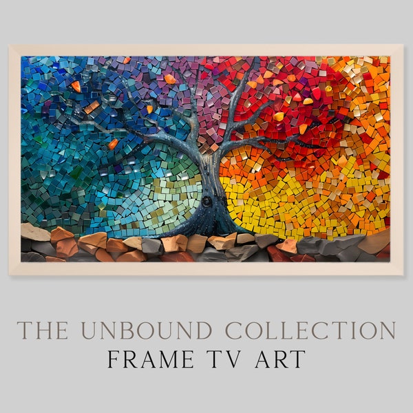 Mosaic Majesty: A Stained Glass Tree of Life Frame TV Art (Digital Download)