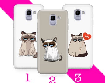 Funda para teléfono Grumpy Cat 6 para Samsung Galaxy A3, A5, A6, A7, A8, J3, J5, J6 y J7. Meme de gato malvado, meme divertido de gatito malvado.