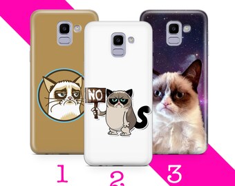 Funda para teléfono Grumpy Cat 9 para Samsung Galaxy A3, A5, A6, A7, A8, J3, J5, J6 y J7. Meme de gato malvado, meme divertido de gatito malvado.