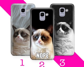 Funda para teléfono Grumpy Cat 3 para Samsung Galaxy A3, A5, A6, A7, A8, J3, J5, J6 y J7. Meme de gato malvado, meme divertido de gatito malvado.