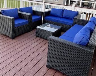 Outdoor Wicker Sectional Couch with Storage Table and Five-Piece Patio Furniture Sofa Set with Non-Slip Cushions and Furniture Covers