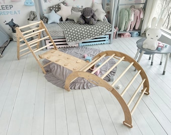 Triángulo de escalada Montessori, Arco escalador para niños pequeños, Escalador de escaleras, Kletterdreieck, Triángulo de madera para niños, Arco de escalada, mejor Kissen Kletterbogen