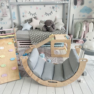 Color Pastecl, Arco de escalada con rampa, Arco con cojín, Muebles montessori de escalada, Almohada Rocker, Rocker Montessori, Rocker para niños pequeños imagen 3