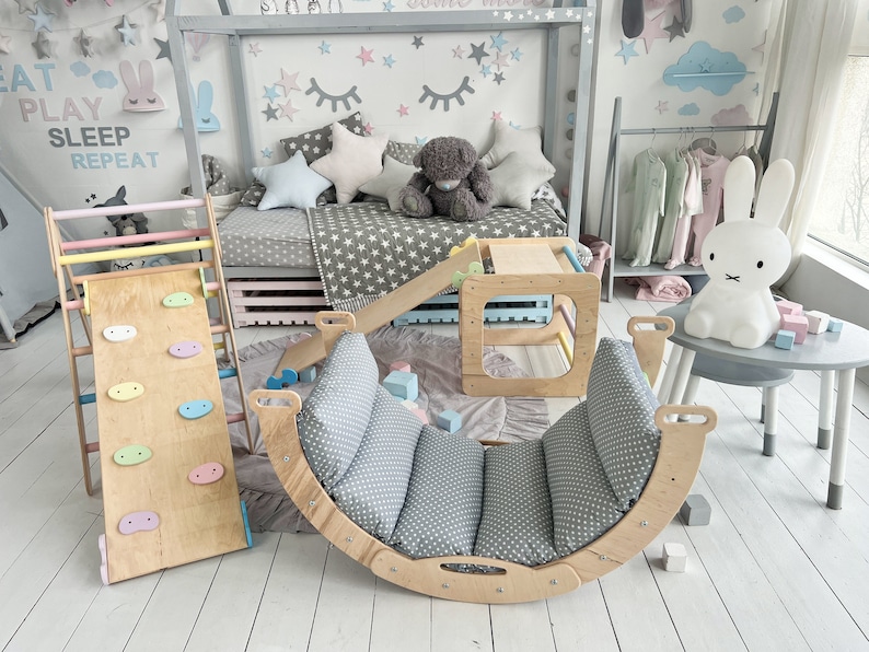 Color Pastecl, Arco de escalada con rampa, Arco con cojín, Muebles montessori de escalada, Almohada Rocker, Rocker Montessori, Rocker para niños pequeños imagen 3