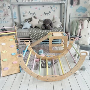 Color Pastecl, Arco de escalada con rampa, Arco con cojín, Muebles montessori de escalada, Almohada Rocker, Rocker Montessori, Rocker para niños pequeños imagen 5