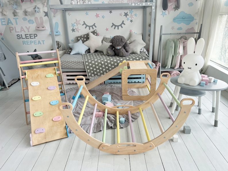 Color Pastecl, Arco de escalada con rampa, Arco con cojín, Muebles montessori de escalada, Almohada Rocker, Rocker Montessori, Rocker para niños pequeños imagen 5