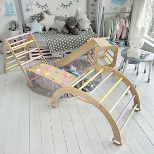 Color Pastecl, Arco de escalada con rampa, Arco con cojín, Muebles montessori de escalada, Almohada Rocker, Rocker Montessori, Rocker para niños pequeños imagen 4