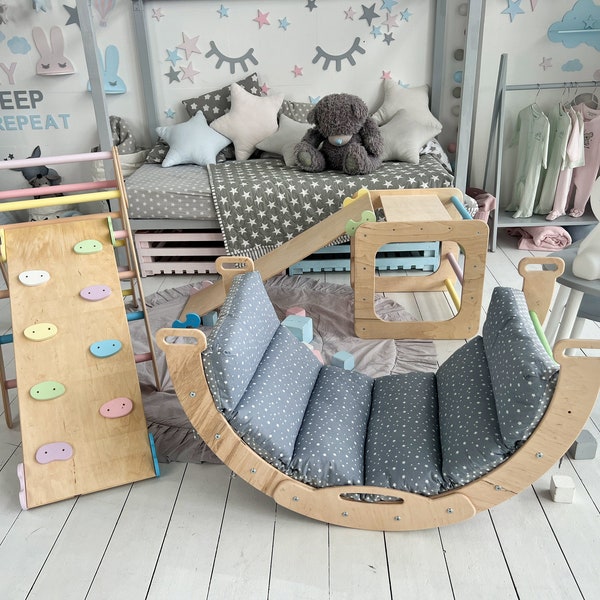 Pastell Farbe, Kletterbogen mit Rampe, Bogen mit Kissen, Klettern Montessori Möbel, Rocker Kissen, Montessori Rocker, Kleinkind Rocker