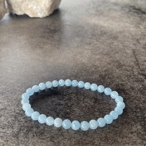 High Quality Aquamarine Beaded Bracelet 6mm