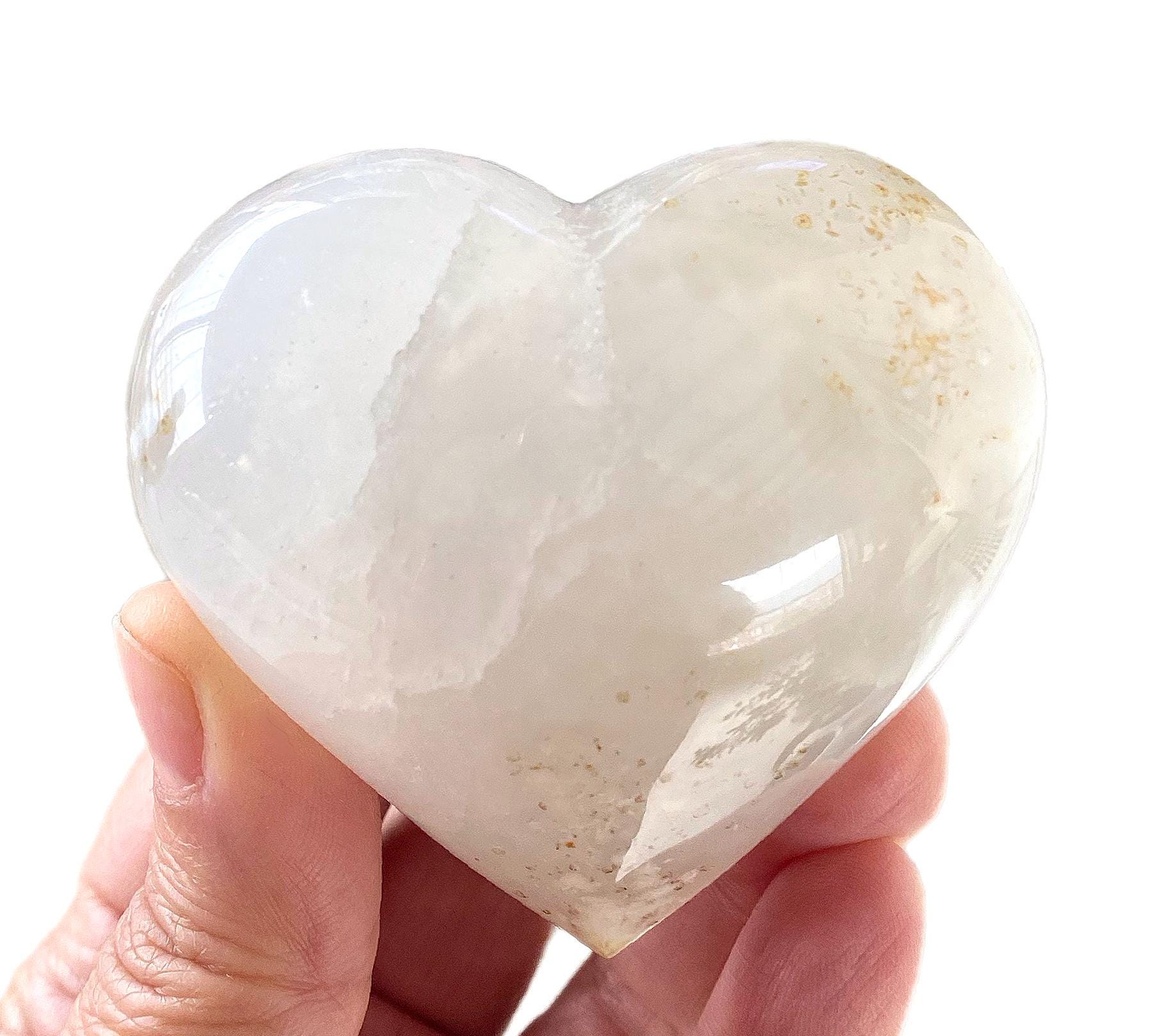研磨された白瑪瑙のハート（165g）、天然水晶、ブラジル産 - Etsy 日本